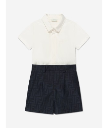 Fendi Baby Boys FF Logo Romper in Navy Toutes les collections ici