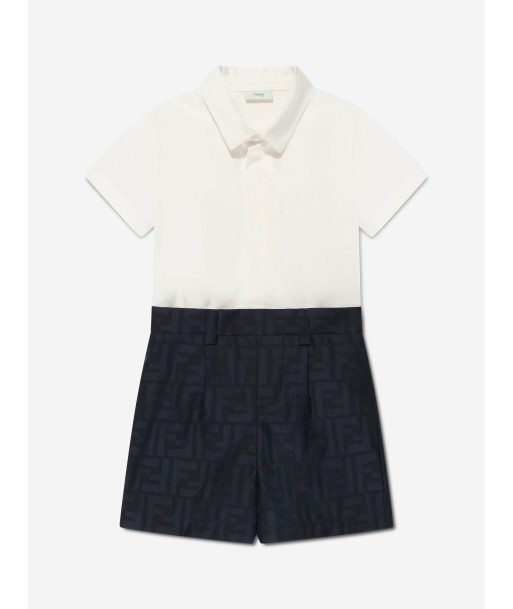 Fendi Baby Boys FF Logo Romper in Navy Toutes les collections ici