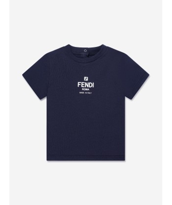 Fendi Baby Logo Print T-Shirt in Navy france