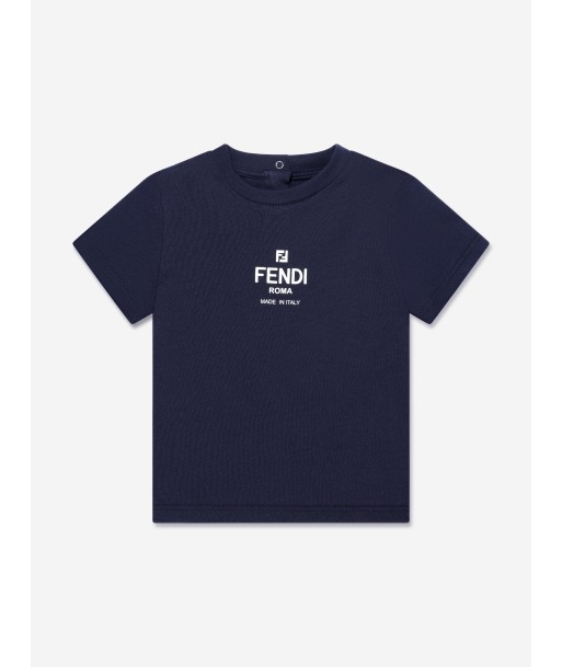 Fendi Baby Logo Print T-Shirt in Navy france