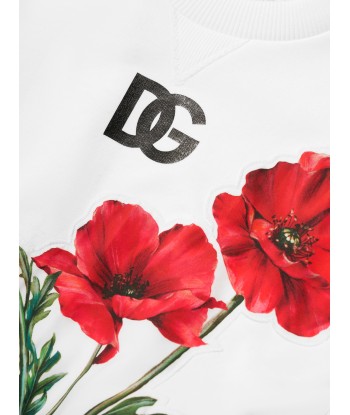 Dolce & Gabbana Girls Poppy Print Sweatshirt in White Les magasins à Paris et en Île-de-France