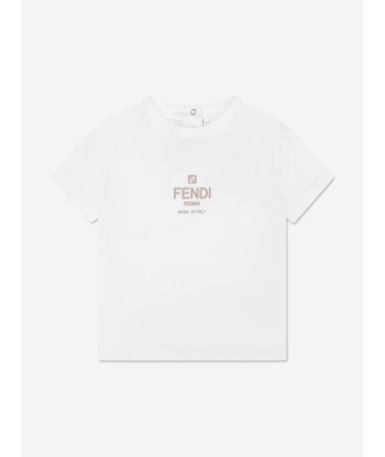 Fendi Baby Logo Print T-Shirt in White des créatures d'habitude