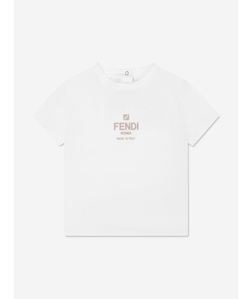 Fendi Baby Logo Print T-Shirt in White des créatures d'habitude