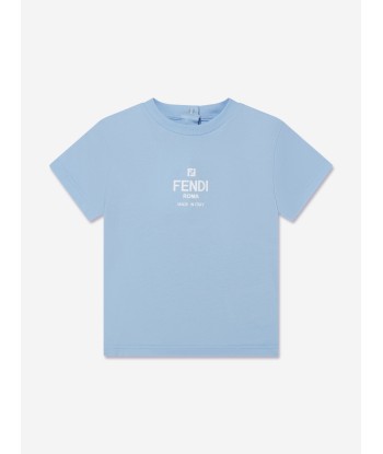 Fendi Baby Boys Logo T-Shirt in Blue en stock