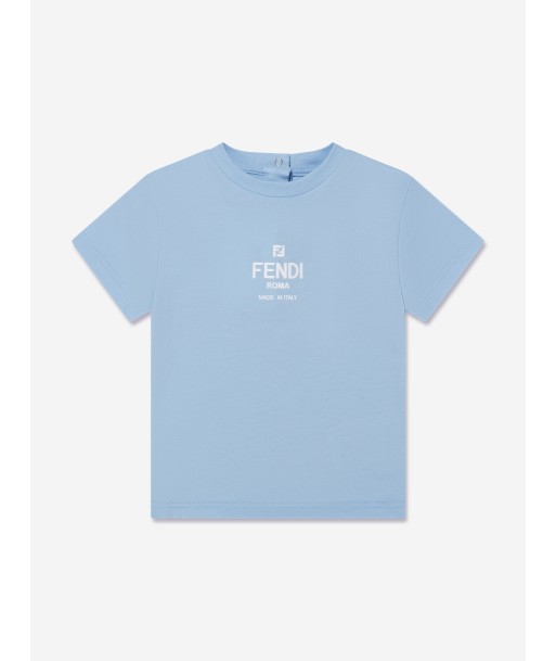 Fendi Baby Boys Logo T-Shirt in Blue en stock