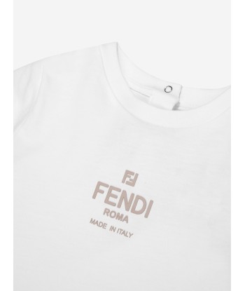 Fendi Baby Logo Print T-Shirt in White des créatures d'habitude