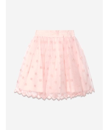 Fendi Girls Embroidered Tulle Skirt in Pink soldes