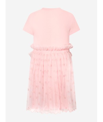 Fendi Girls Ruched Jersey Dress in Pink pas chere