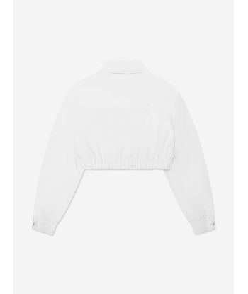 Fendi Girls Long Sleeve Cropped Shirt in White prix pour 