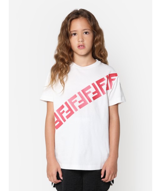 Fendi Girls FF Logo T-Shirt in White de l' environnement