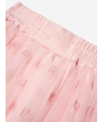 Fendi Girls Embroidered Tulle Skirt in Pink soldes