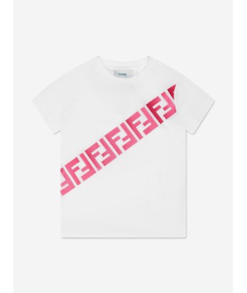 Fendi Girls FF Logo T-Shirt in White de l' environnement