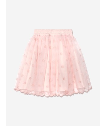 Fendi Girls Embroidered Tulle Skirt in Pink soldes