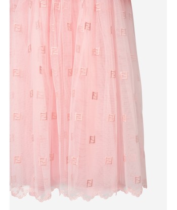 Fendi Girls Ruched Jersey Dress in Pink pas chere