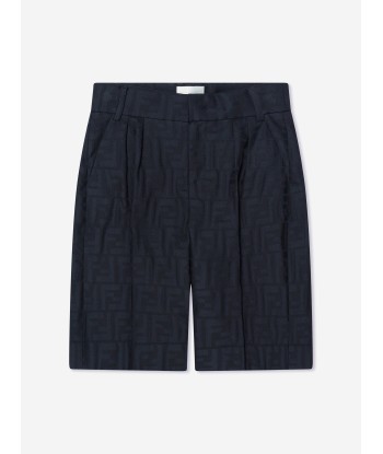 Fendi Boys FF Logo Bermuda Shorts in Navy chez Cornerstreet bien 