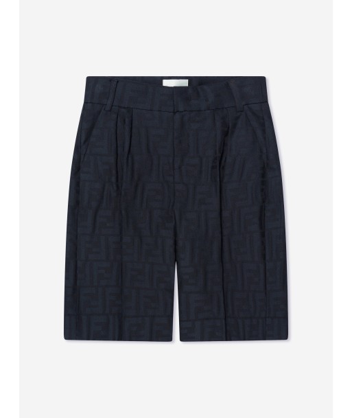 Fendi Boys FF Logo Bermuda Shorts in Navy chez Cornerstreet bien 