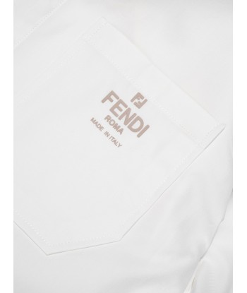 Fendi Boys Short Sleeve Logo Shirt in White commande en ligne