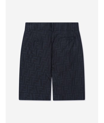 Fendi Boys FF Logo Bermuda Shorts in Navy chez Cornerstreet bien 