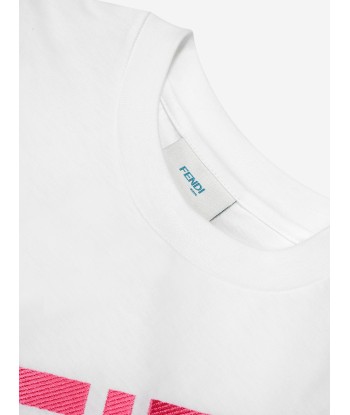 Fendi Girls FF Logo T-Shirt in White de l' environnement