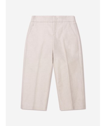 Fendi Boys Cotton And Linen Trousers in Beige plus qu'un jeu 