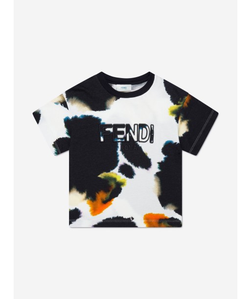 Fendi Kids Logo T-Shirt in Beige pas cher chine