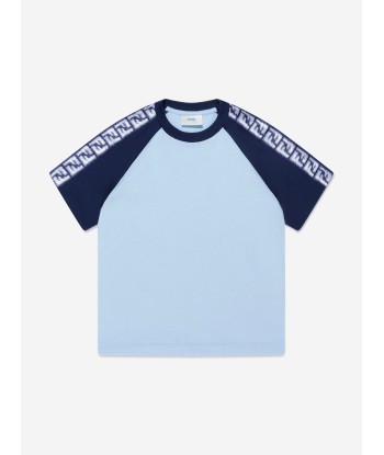 Fendi Boys FF Logo T-Shirt in Blue meilleur choix