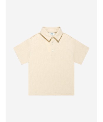 Fendi Boys FF Logo Polo Shirt in White Paris Déstockage Promo