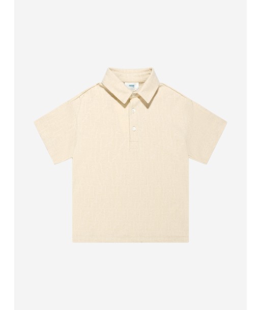 Fendi Boys FF Logo Polo Shirt in White Paris Déstockage Promo