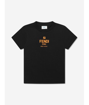 Fendi Kids Logo T-Shirt in Black français