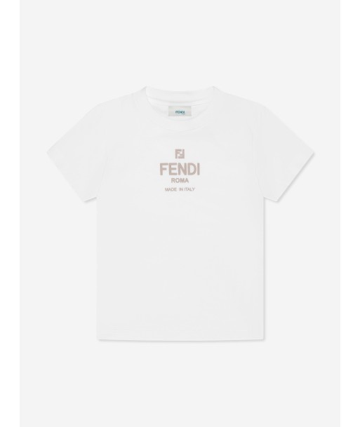 Fendi Kids Logo T-Shirt in White du meilleur 