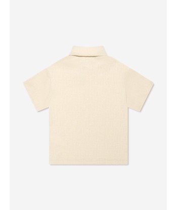 Fendi Boys FF Logo Polo Shirt in White Paris Déstockage Promo