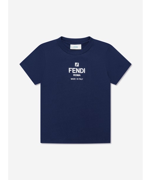 Fendi Kids Logo T-Shirt in Navy basket pas cher