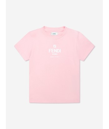 Fendi Girls Logo T-Shirt in Pink des créatures d'habitude