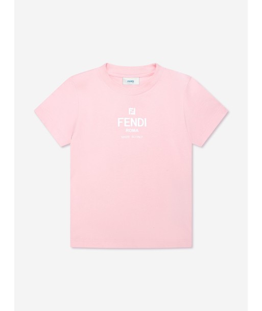 Fendi Girls Logo T-Shirt in Pink des créatures d'habitude