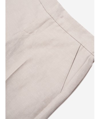 Fendi Boys Cotton And Linen Trousers in Beige plus qu'un jeu 