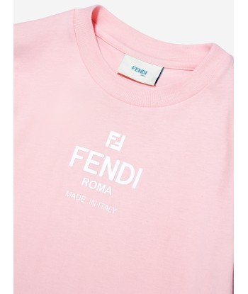 Fendi Girls Logo T-Shirt in Pink des créatures d'habitude