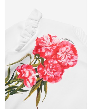 Dolce & Gabbana Girls Carnations Sweatshirt in White le des métaux précieux