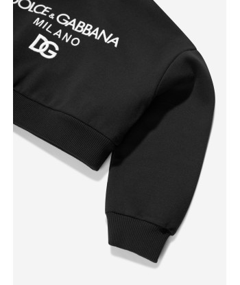 Dolce & Gabbana Girls Logo Sweatshirt in Black Vous souhaitez 