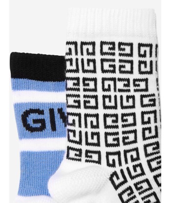 Givenchy Boys Jacquard Logo Socks in White la livraison gratuite