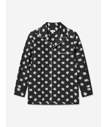 Dolce & Gabbana Boys Logo Print Pyjama Top in Black de France