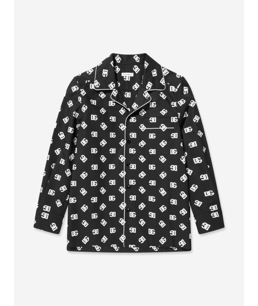 Dolce & Gabbana Boys Logo Print Pyjama Top in Black de France