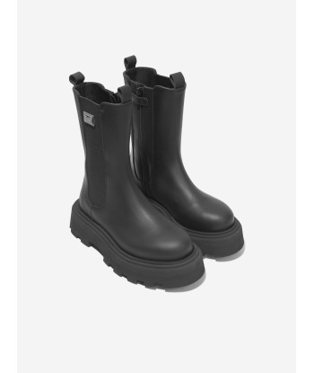 Dolce & Gabbana Girls Leather Boots in Black en linge