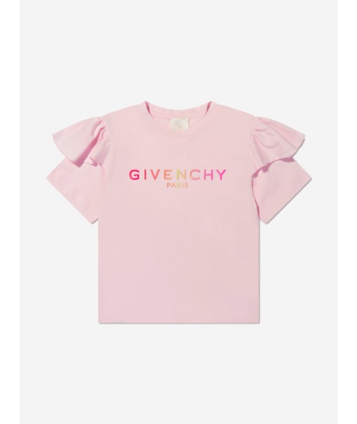 Givenchy Girls Logo Print Ruffle T-Shirt in Pink la chaussure