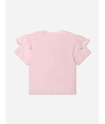 Givenchy Girls Logo Print Ruffle T-Shirt in Pink la chaussure