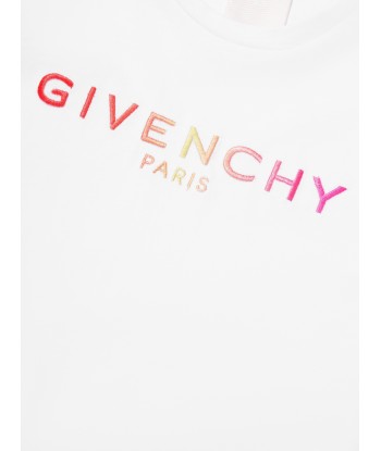 Givenchy Girls Logo Print Ruffle T-Shirt in White Pour