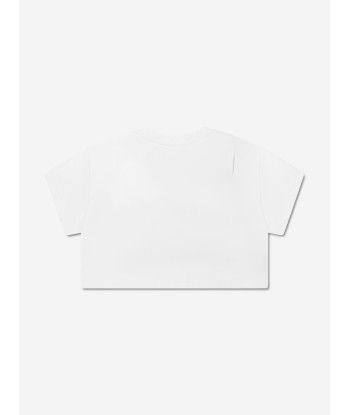 Givenchy Girls Swarovski Strass Logo T-Shirt in White Les magasins à Paris