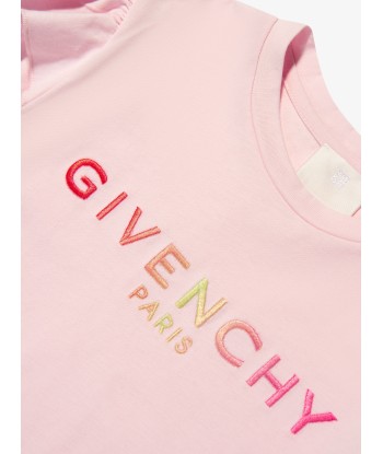 Givenchy Girls Logo Print Ruffle T-Shirt in Pink la chaussure