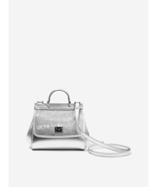 Dolce & Gabbana Girls Leather Logo Handbag in Silver Fin de série