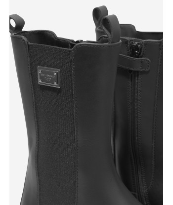 Dolce & Gabbana Girls Leather Boots in Black en linge