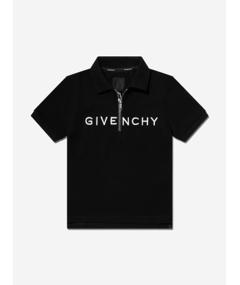 Givenchy Boys Half Zip Logo Polo Shirt in Black en ligne des produits 